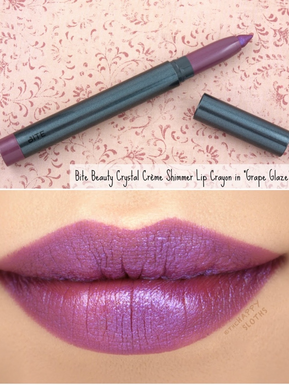 ⚡️🖤Bite Beauty Crystal Crème Shimmer Lip Crayon Grape Glaze